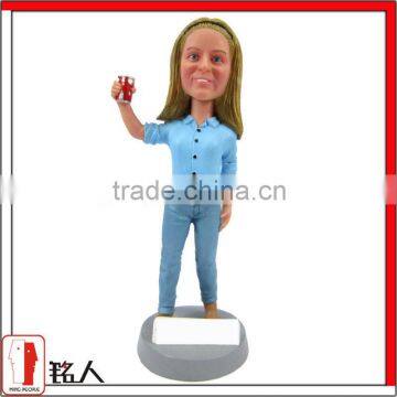 customized unique polyresin business gift female bobble head