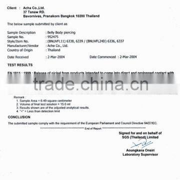 SGS Nickel Conformity Certificate