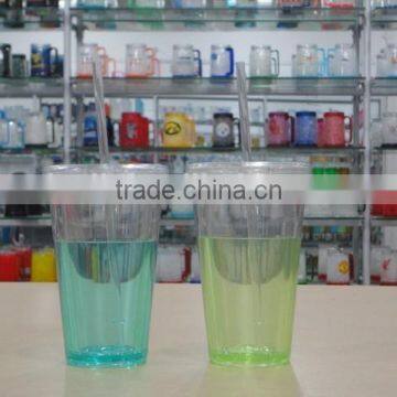 FDA Approved Promotion Plastic Double Wall Freezer Tumbler With Straw and Lid,ice Mug,frosty Cup