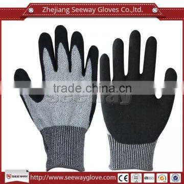 Seeway Cut resistance HDPE Sandy Nitrile coating work glove en388 used in construction industry