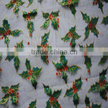 Christmas decoration printed organza with glitter