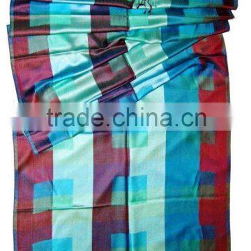 Fashion check silk viscose jacquard scarf shawls echarpes