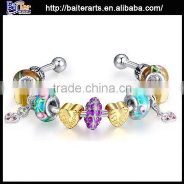 Wholesale Glass Bead Silver Plated Copper New Design Artificial Bangles Quality Choice