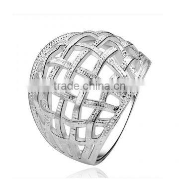 High Quality Fashion 925 Silver Jewelry Men Grid Band Wedding Rings