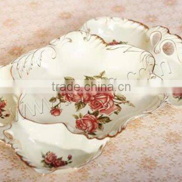 flower pattern beige brushwork plastic resin fruit tray