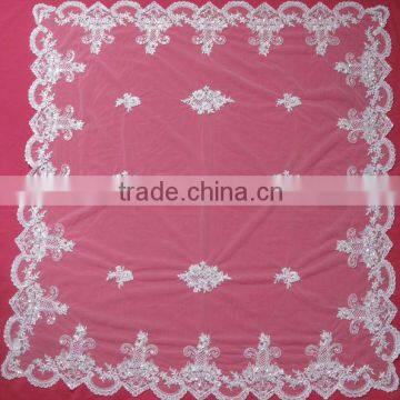 Guangzhou Wedding Tablecloth WIth Beads And Cord White