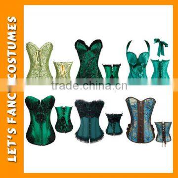 PGWC2598 Sexy womens halloween xmas costume dress green front lace up corset bustier