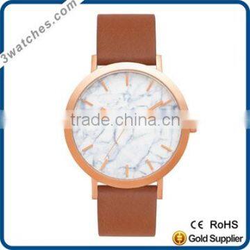 marble stone dial watch gold watch stainless steel watch quartz watch waterproof genuine leather band OEM ODM marble dial watch