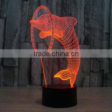 Lovely Dolphin 3D illusion Led Night Light Projection Baby Bedside Table Desk Lamp USB LED Electronic Gadget Decorative Lighting