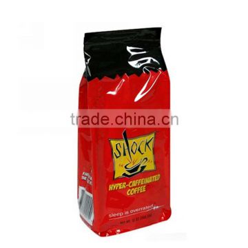 heat seal flat bottom pouch/quad seal box plastic packing coffee beans tin tie bag