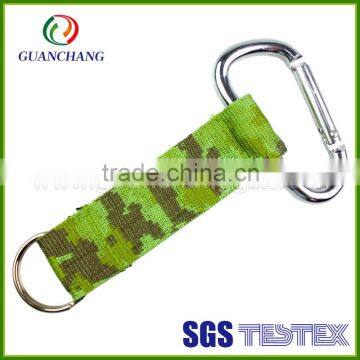 2016 new arrival hot sale carabiner hook multi-color polyester jacquard short lanyard strap for keychain for promotion
