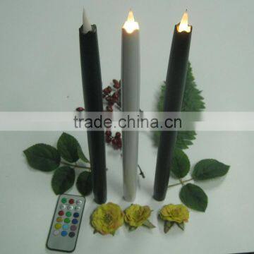 8 inch amber color flame thin candle stick led tapered candle multicolor led taper with remote