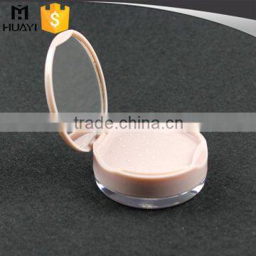 round empty compact face powder container for cosmetic loose powder with mirror