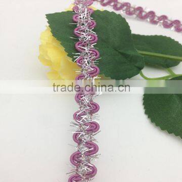 custom s style ricrac purple silver glittering lace braid trims