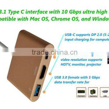 USB 3.1 Type C HUB Male to Multiple 4 Port Type-C Hub Adapter