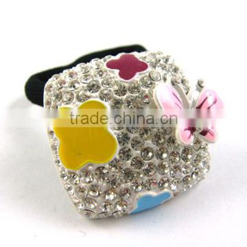 New Ponytail Holder Alloy Rhinestone Enamel Square