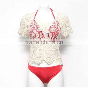 2016 Crochet Stitching Bikini Outside Smock Cover Up Hollow Beach Blouse photo-4