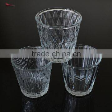 Round Shape Votive Candle Holder Clear Candle Glass With Embossed Pattern photo-6