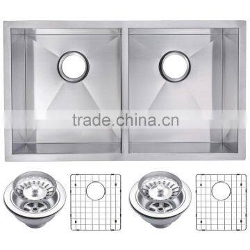 cUPC Certificate Handmade Undermount Stainless Steel 50/50 Double Bowl Kitchen Sink