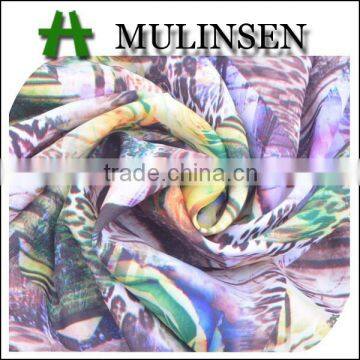 Mulinsen textile hotsale pattern digital printing polyester microfiber peach skin fabric