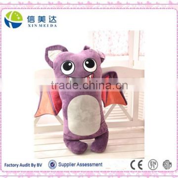 Smile plush purple owl with a pai of wing