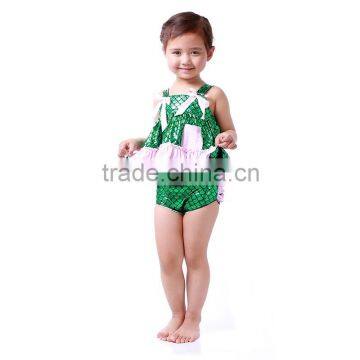 Girl's Fashion Swimming Wear green The little mermaid clothes baby swing top set