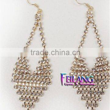 Wholesale Double Heart Shape Chanldelier Earrings Double Chain