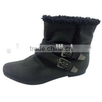 Flat Woman Boot with Buckle For Winter