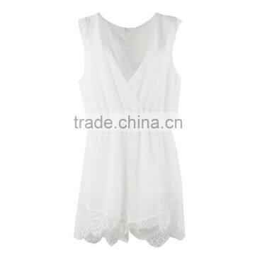 Women's Wholesale Clothing Jumpsuits Women, White Black Jumpsuits With Lace Insert photo-2