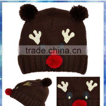 reindeer pom pom animal hat knitting patterns