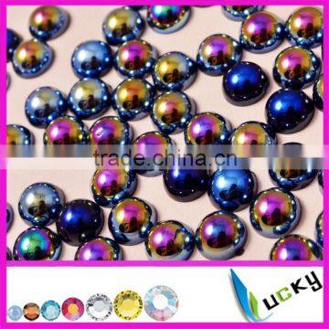 2015New AB colors flatback rhinestone half round pearl beads for nail art phone decorations                        
                                                Quality Choice