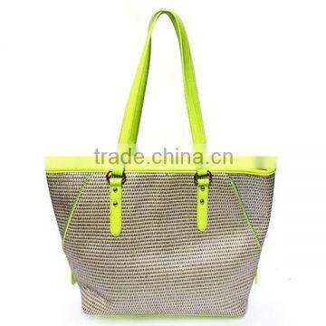 Twin Strap Basket Style girls Tote bag in Shiny Green