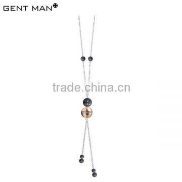 2014 newest black ceramic bead and rose gold plated steel charm pendant necklace