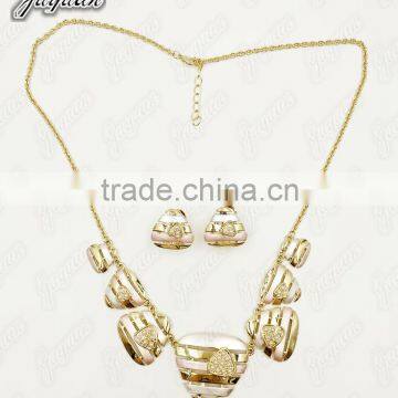 Juyuan Fashion 18K Gold Plated Pendant&Earring Three Color Pearl Set