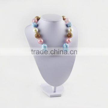 gold ivory and pink colorful latest design beads necklace for kids