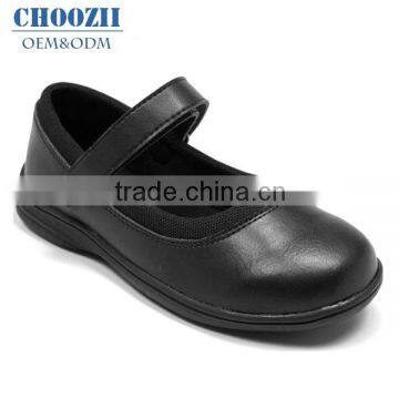 2016 Black Fit Kids Leather School Ballerina Shoes with Elegant Design