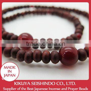 8mm red agate and 5mm Buddhist 108 Red Sandalwood Beads Prayer Wrist Meditation Mala, Rosewood beads bracelet, Red Sandalwood