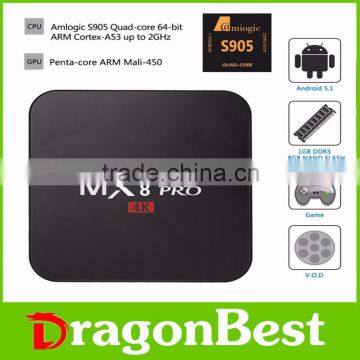 Amlogic 4K Quad Core S905 Mx8 Pro OEM Supported Customized Service Stock Now