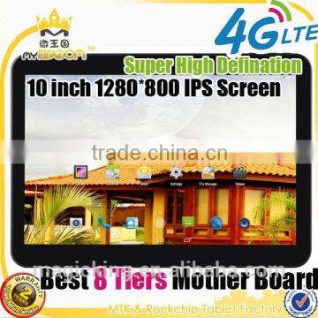 Quad core 10 inch MTK8732 6500mah battery tablet pc 4g sim card slot with 8mp camera