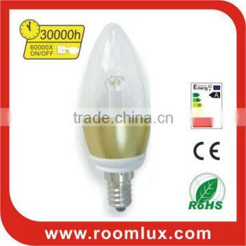 dimmable LED candle bulb & chandelier light 3W Dia37X102mm E14