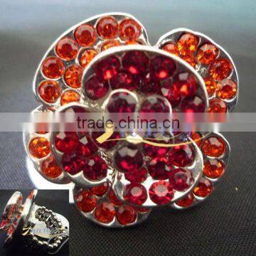 flower shape stretch rings with colored rhinestone