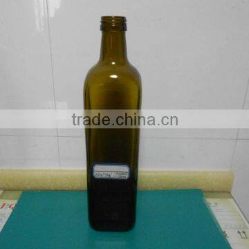 750ml marasca type dark green glass olive oil bottle
