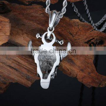 Stainless Steel Casting Unique Skull Style Horn Pendant photo-2