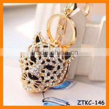 2014 Hot Selling Rhinestone Leopard Animal Key Chain, Gift Bag Pendant ZTKC-146