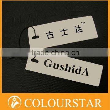 Delicate design and quality paper garment tag with plastic piece