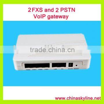 2 FXS and 2 PSTN VoIP gateway,protocol:ITU H.323V4 and IETF SIPV2