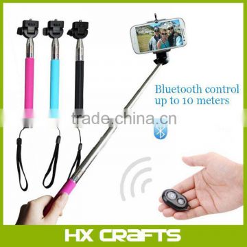 Expandable stainless steel selfie stick+bluetooth+holder handhold monopod for IOS Android phones or camera selfie