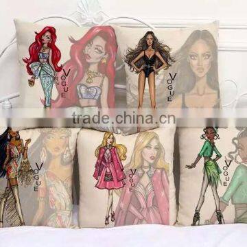 New Product 2016 3D Oil Painting Sexy Lady Pattern Linen Cotton Pillow Cover / Cushion Cover