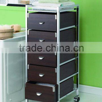 5 MDF drawers storage organizer rolling trolley cart Chrome