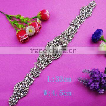 Embroidered handmade Rhinestone hot fix diamond crystal trims for wedding